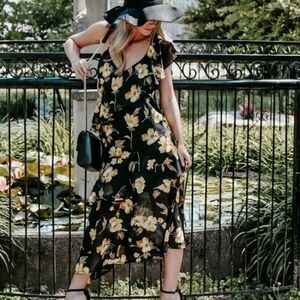NWT - Black and Yellow Summer Esley Dress